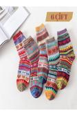 Sky Socks 6'Lı Kışlık Kalın Örgülü Çok Renkli Desenli Soket Çorap Set