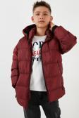 Lela İçi Peluş Astarlı Çıkarılabilir Kapüşonlu Şişme Erkek Çocuk Mont 576220K BORDO