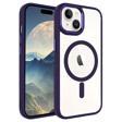 Apple iPhone 15 Plus Kılıf Renkli Kenar Şeffaf Kamera Çevresi Metal Magsafe TPU Silikon