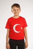 Ay Yıldız Baskılı Kısa Kol Tişört Kırmızı Çocuk Milli Bayram 23 Nisan 29 Ekim Gösteri Kıyafeti