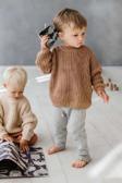 Unisex Bebek Triko Kazak – Kahverengi, Kalın Örgü, Kışlık, Sıcak Tutan Bebek Çocuk Kazak