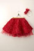 Kız Çocuk Tütü Etek Kırmızı Tüylü Simli Taçlı Set 23 Nisan 29 Ekim Doğum Günü Kıyafeti