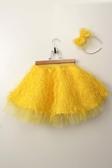 Kız Çocuk Tütü Etek Sarı Tüylü Simli Taçlı Set 23 Nisan 29 Ekim Doğum Günü Parti Kıyafeti