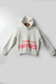 Kız Çocuk 5-10 Yaş Şardonlu Kalın Sweatshirt - Kapüşonlu Beyaz HAPPINESS Baskılı