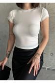 Swet Shop Jeans Beyaz Bisiklet Yaka Basic Kadın T-Shirt Beyaz XL