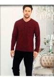 Erse Büyük Beden Uzun Kol Pamuklu Penye Erkek Pijama Takımı Bordo 2XL