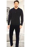 Erse Büyük Beden Uzun Kol Pamuklu Penye Erkek Pijama Takımı Lacivert 2XL