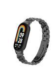 Redmud Teknoloji Xiaomi Mi Band 8/Mi Band 9 İle Uyumlu Ayarlanabilir Paslanmaz Çelik Kordon + Kordon Ayarlama Aparatı
