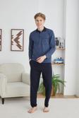 Kly 9247 Erkek Polo Yaka Düğmeli Uzun Kol Pijama Takım