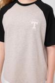 Gri Melanj O Yaka  Pamuklu Baskılı Oversize Fit Kız Çocuk T-Shirt - 75179