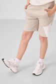 Ekru-Taş Pamuklu Oversize Fit Dokuma Hafif Esnek Chino Erkek Çocuk Şort Takım - 11275