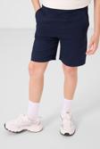 Ekru-Lacivert Pamuklu Oversize Fit Dokuma Hafif Esnek Chino Erkek Çocuk Şort Takım - 11278