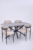 Çapraz Polo Demir High Gloss Yemek Masa Sandalye Takımı 90x160
