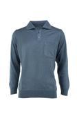 Oppland Erkek Uzun Kollu Polo Yaka Klasik Model Cepli Rahat Kesim Tam Kalıp Yünlü Dokuma Kazak Mavi 3XL