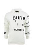 Oppland Erkek Kışlık Bur Premium Pamuklu Kumaş Üç İplik Kapüşonlu Kanguru Cepli Sweatshirt Logolu Beyaz L