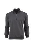 Oppland Erkek Mevsimlik Yarım Fermuarlı Tamkalıp Likralı Premium Pamuklu Kumaş İki İplik Sweatshirt Füme L