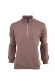 Oppland Erkek Mevsimlik Yarım Fermuarlı Tamkalıp Likralı Premium Pamuklu Kumaş İki İplik Sweatshirt Kahverengi XL