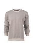 Oppland Erkek Mevsimlik Doğal Pamuklu Sweatshirt Bisiklet Yaka Çizgili Rahat Kesim Tam Kalıp Taş Rengi 2XL