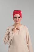 Hürrem Bone Kırmızı Pratik Hazır Geçmeli Fiyonklu Bone Sandy Çift Taraflı Çapraz 3007B_31