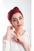 Hürrem Bone Bordo Pratik Hazır Geçmeli Tesettür Bone Kesik Elyaf Sade 2111_16