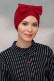 Hürrem Bone Kırmızı Pratik Hazır Geçmeli Tesettür Bone Sandy Kumaş Fiyonklu Büzgülü 7010_31