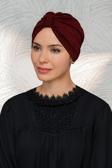 Hürrem Bone Bordo Pratik Hazır Geçmeli Tesettür Bone Petekli Büzgülü 1204_16