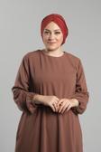 Hürrem Bone Kiremit Pratik Hazır Geçmeli Tesettür Bone Sandy Büzgülü Salaş 2119_05
