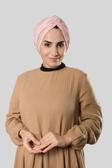 Hürrem Bone Pudra Çapraz Büzgülü Piliseli Tesettür Bone Fukuro Kendinden Desenli 2316_06