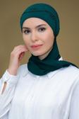 Hürrem Bone Zümrüt Pratik Hazır Geçmeli Tesettür Bone Sandy Kumaş Güllü Işlemeli Şifon Atkılı 1206A_37
