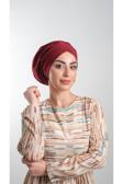 Hürrem Bone Bordo Pratik Hazır Geçmeli Tesettür Bone Sandy Kumaş Büzgülü 2114_16