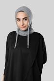 Hürrem Bone Gri Bağcıklı Peluş Balaklava Boyunluklu Bere Jakar Düz 2327_15