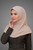 Hürrem Bone Bej Pratik Hazır Geçmeli Tesettür Eşarp Sandy Kumaş Işlemeli Incili Taşlı 1605_12