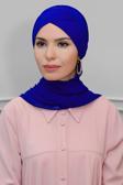 Hürrem Bone Saks M. Pratik Hazır Geçmeli Tesettür Bone Sandy Kumaş Çapraz Büzgülü Şifon Atkılı 1801A_24