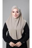 Hürrem Bone Bej Pratik Hazır Geçmeli Tesettür Eşarp Sandy Kumaş Yırtmaçlı Düz Hijab 2310_12
