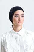 Hürrem Bone Siyah Arkadan Bağlamalı Tesettür Bone Penye Kumaş Düz Bone 1011_01