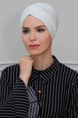 Hürrem Bone Krem Pratik Hazır Geçmeli Tesettür Bone Sandy Kumaş Üç Çapraz 1803_40
