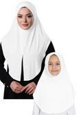 Hürrem Bone Beyaz Pratik Anne Kız Kombin Tesettür Eşarp Sandy Düz Hijab 230812_42