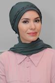 Hürrem Bone Füme Pratik Hazır Geçmeli Tesettür Bone Fukuro Piliseli Örgülü Şifon Atkılı 1825A_25
