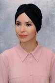 Hürrem Bone Siyah Pratik Hazır Geçmeli Tesettür Bone Fukuro Sandy Kumaş Büzgülü 1831_01