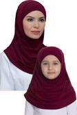 Hürrem Bone Bordo Pratik Anne Kız Kombin Tesettür Eşarp Sandy Kendinden Boneli 129078_16