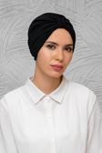 Hürrem Bone Siyah Pratik Hazır Geçmeli Tesettür Bone Petekli Büzgülü 1204_01