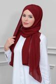 Hürrem Bone Bordo Pratik Hazır Geçmeli Bone Şal Şifon Kendinden Boneli Tek Bantlı 1453_16
