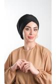 Hürrem Bone Siyah Pratik Hazır Geçmeli Tesettür Bone Sandy Kumaş Büzgülü 2114_01