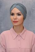 Hürrem Bone Gri Pratik Hazır Geçmeli Tesettür Bone Fukuro Sandy Kumaş Büzgülü 1831_15