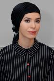 Hürrem Bone Siyah Pratik Hazır Geçmeli Tesettür Bone Sandy Kumaş Incili Pileli Nervürlü Güllü 1805_01