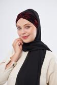 Hürrem Bone Bordo Simli Arkadan Bağlamalı Şal Şifon Çiçek Desenli 2318_16