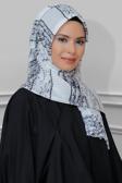 Hürrem Bone Krem Pratik Hazır Geçmeli Tesettür Eşarp Kesik Elyaf Piliseli Çizgili Desenli 1818D2_40