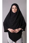 Hürrem Bone Siyah Pratik Hazır Geçmeli Tesettür Eşarp Medine İpeği Bağcıklı Çift Katlı Sufle Hijab 2302_01