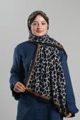 Giverny Beyaz Desenli Şal Kesik Elyaf Dijital Baskılı Pamuksu Leopar 202116_42