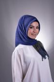 Hürrem Bone Lacivert-Haki Pratik Hazır Geçmeli Tesettür Eşarp Kesik Elyaf Piliseli Puantiyeli Desenli 1818D5_209